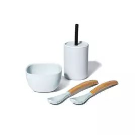 Silikonowy zestaw obiadowy dla dziecka Avanchy la Petite szary